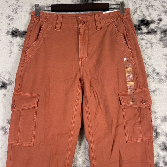 New American Eagle High Rise Straight Jeans Cargo Womens Size 6 Orange Y2K Hippi - Picture 3 of 16